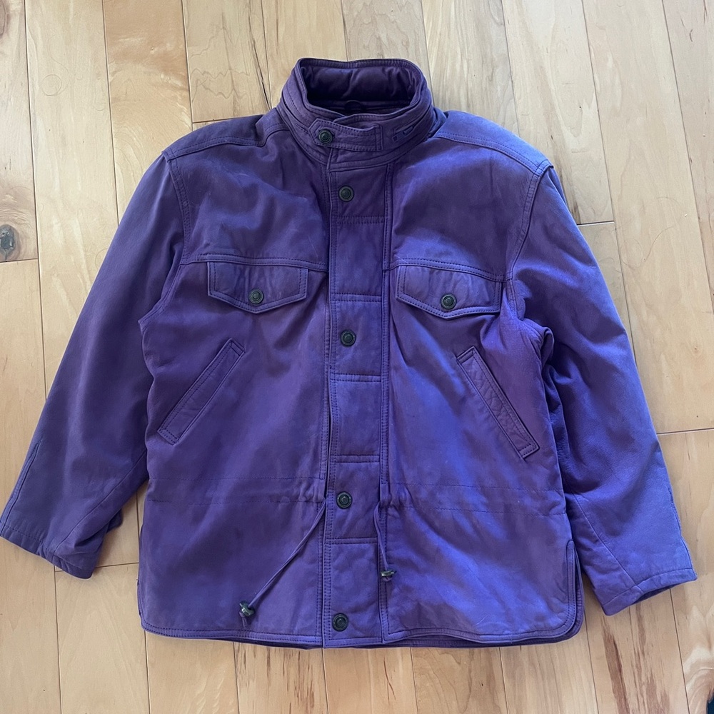 Vintage Purple Global Identity Genuine Leather Jacket Size Medium